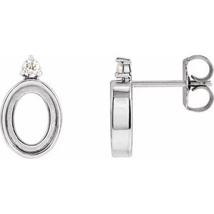 14K White Gold Oval .06 CTW Natural Diamond Semi-Set Earrings