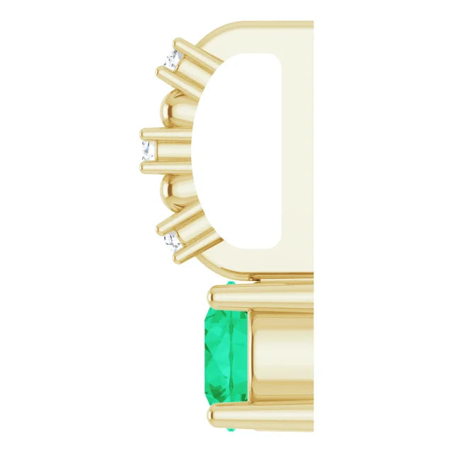 14K Yellow Gold Imitation Emerald & .01 CTW Natural Diamond Charm/Pendant