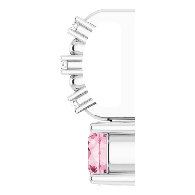 Sterling Silver Imitation Pink Tourmaline & .01 CTW Natural Diamond Charm/Pendant