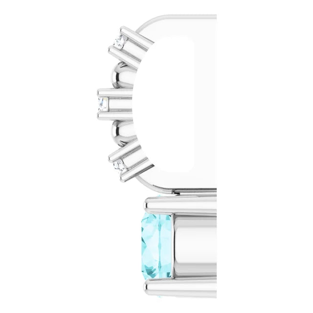 14K White Gold Imitation Blue Zircon & .01 CTW Natural Diamond Charm/Pendant