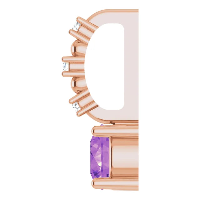 14K Rose Gold Imitation Amethyst & .01 CTW Natural Diamond Charm/Pendant