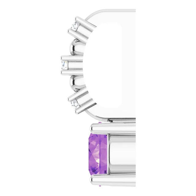 14K White Gold Imitation Amethyst & .01 CTW Natural Diamond Charm/Pendant