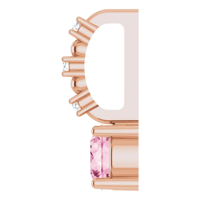 14K Rose Gold Imitation Pink Tourmaline & .01 CTW Natural Diamond Charm/Pendant