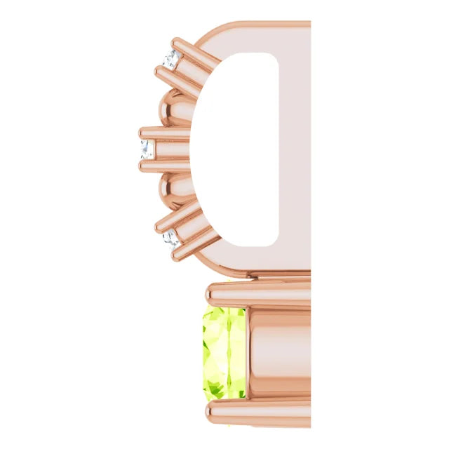 14K Rose Gold Imitation Peridot & .01 CTW Natural Diamond Charm/Pendant