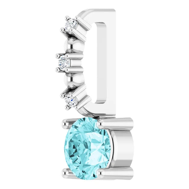 Sterling Silver Imitation Blue Zircon & .01 CTW Natural Diamond Charm/Pendant
