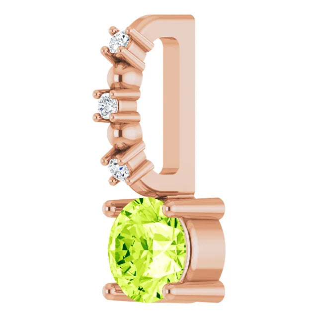 14K Rose Gold Imitation Peridot & .01 CTW Natural Diamond Charm/Pendant