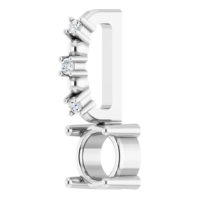 14K White Gold Round .01 CTW Natural Diamond Semi-Set Charm/Pendant
