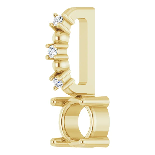 14K Yellow Gold Round .01 CTW Natural Diamond Semi-Set Charm/Pendant
