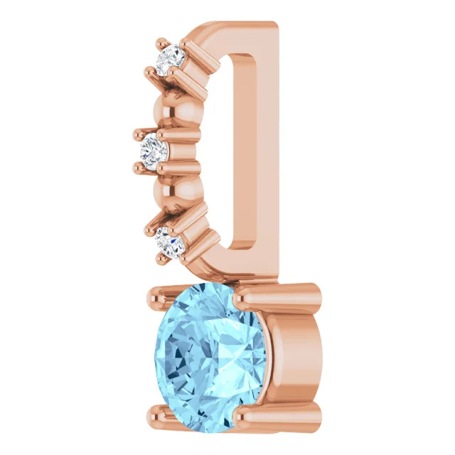 14K Rose Gold Imitation Aquamarine & .01 CTW Natural Diamond Charm/Pendant
