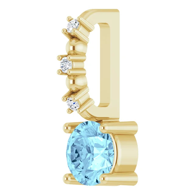 14K Yellow Gold Imitation Aquamarine & .01 CTW Natural Diamond Charm/Pendant