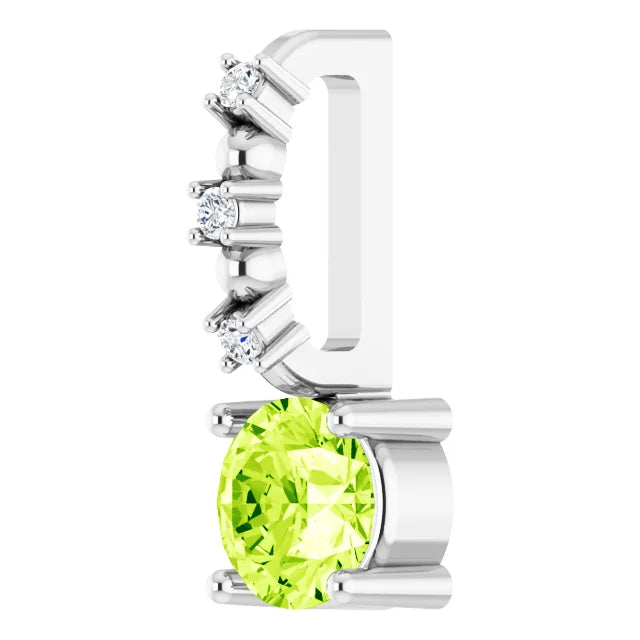 14K White Gold Imitation Peridot & .01 CTW Natural Diamond Charm/Pendant