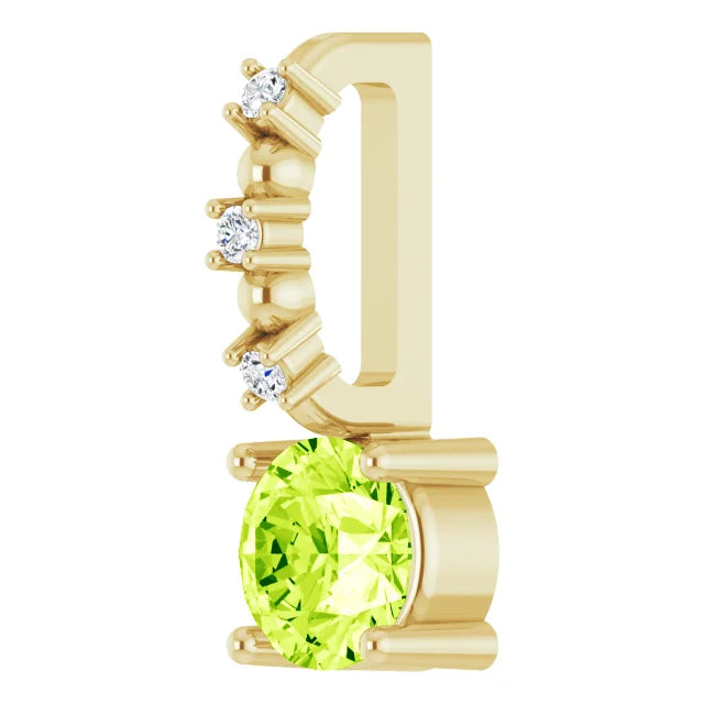 14K Yellow Gold Imitation Peridot & .01 CTW Natural Diamond Charm/Pendant