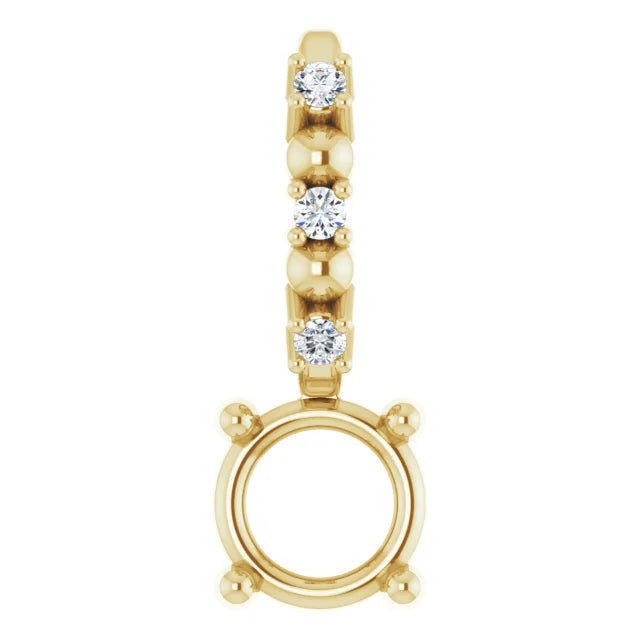 14K Yellow Gold Round .01 CTW Natural Diamond Semi-Set Charm/Pendant