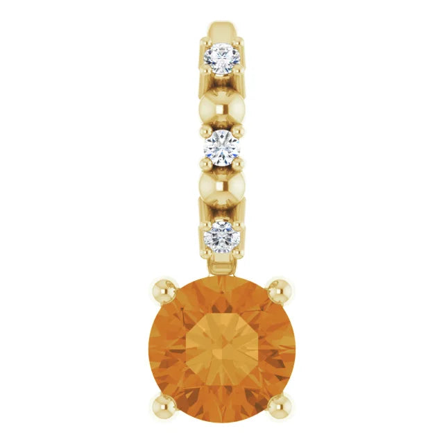 14K Yellow Gold Imitation Citrine & .01 CTW Natural Diamond Charm/Pendant