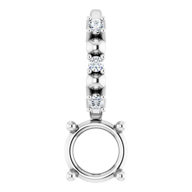 14K White Gold Round .01 CTW Natural Diamond Semi-Set Charm/Pendant