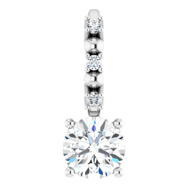 Sterling Silver Imitation Diamond & .01 CTW Natural Diamond Charm/Pendant