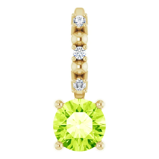 14K Yellow Gold Imitation Peridot & .01 CTW Natural Diamond Charm/Pendant