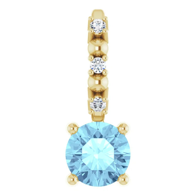14K Yellow Gold Imitation Aquamarine & .01 CTW Natural Diamond Charm/Pendant