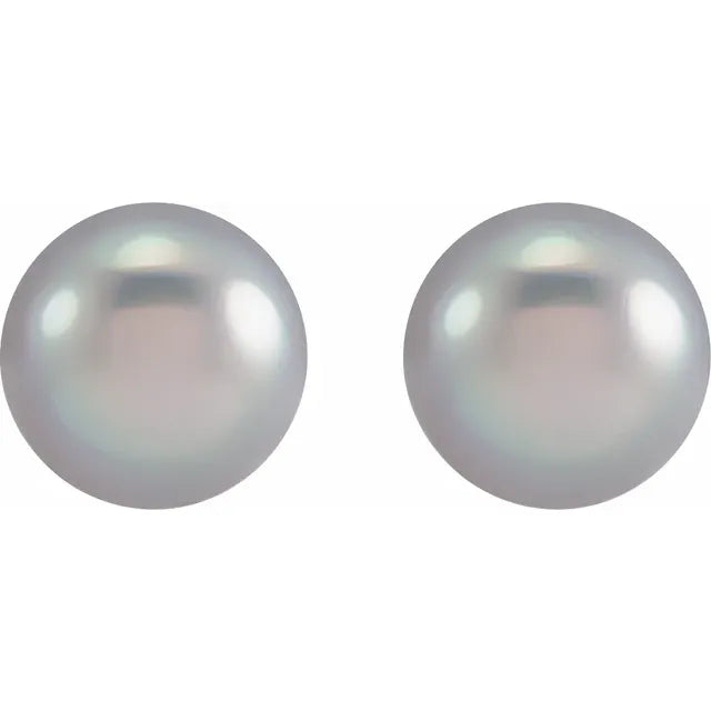 14K White Cultured Gray Freshwater Pearl Earrings