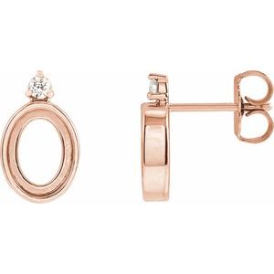 14K Rose Gold Oval .06 CTW Natural Diamond Semi-Set Earrings