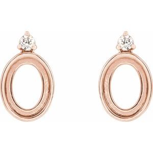 14K Rose Gold Oval .06 CTW Natural Diamond Semi-Set Earrings