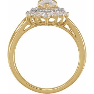 14K Yellow Gold Pear 5/8 CTW Diamond Semi-Set Engagement Ring