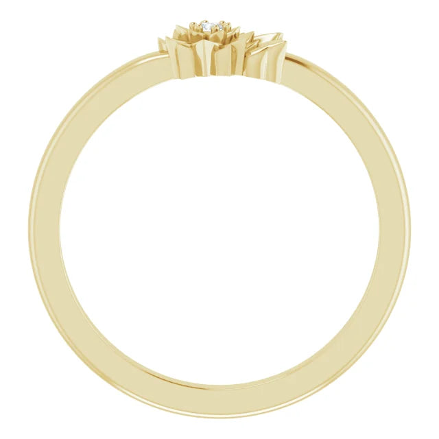 14K Yellow Gold .015 CT Diamond Flower Ring