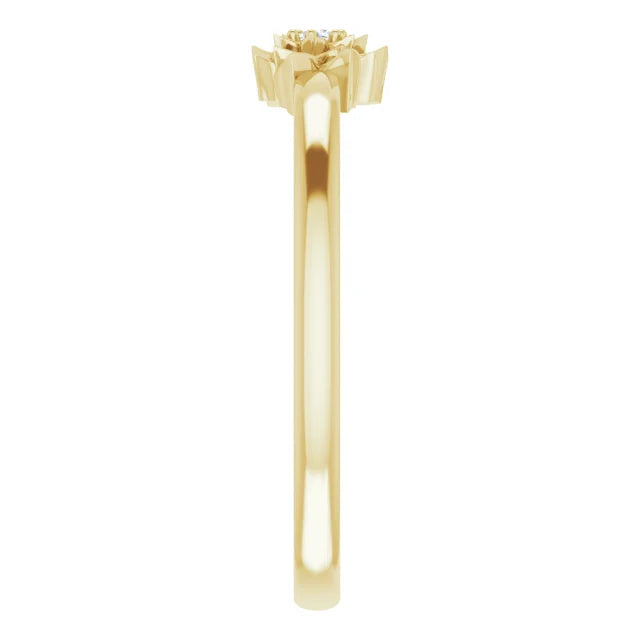 14K Yellow Gold .015 CT Diamond Flower Ring
