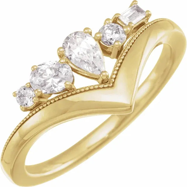 14K Yellow Gold 1/2 CTW Lab-Grown Diamond V Ring