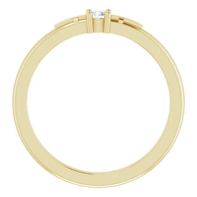 14K Yellow Gold .06 CT Natural Diamond Cross Promise Ring