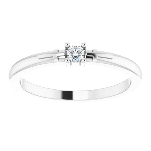 14K White Gold .06 CT Natural Diamond Cross Promise Ring