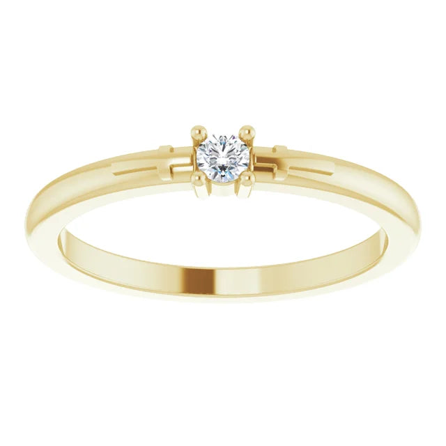 14K Yellow Gold .06 CT Natural Diamond Cross Promise Ring