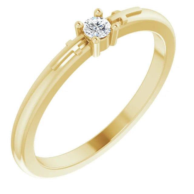 14K Yellow Gold .06 CT Natural Diamond Cross Promise Ring