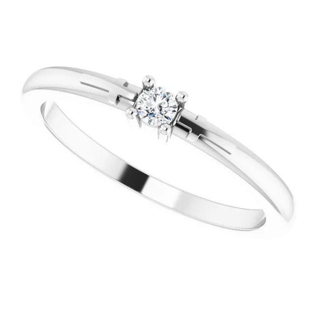 14K White Gold .06 CT Natural Diamond Cross Promise Ring