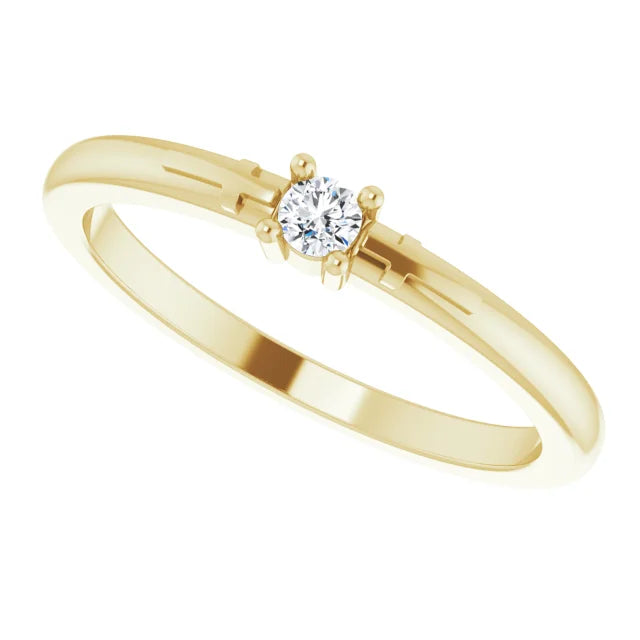 14K Yellow Gold .06 CT Natural Diamond Cross Promise Ring