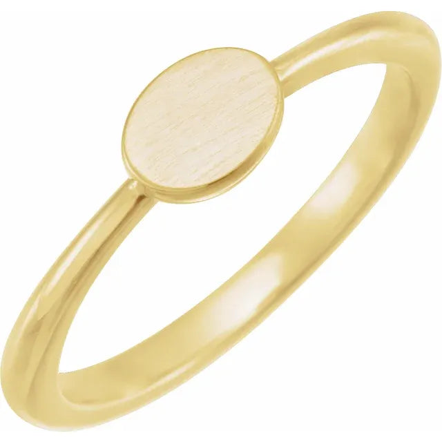 14K Yellow Gold Oval Engravable Ring