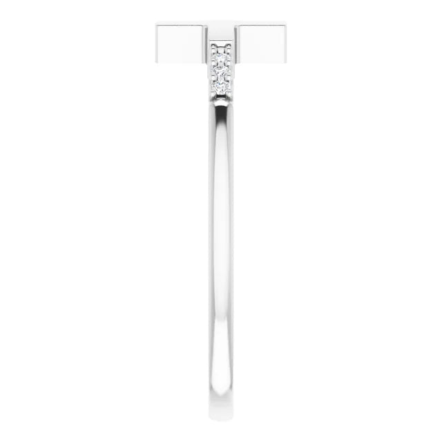 14K White Gold .025 CTW Diamond Stackable Sideways Cross Ring