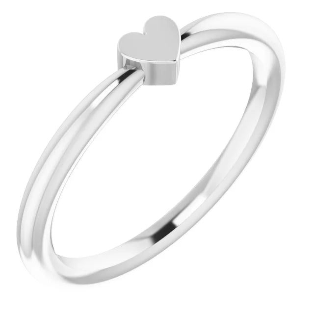 14K White Gold 1-Heart Family Engravable Ring