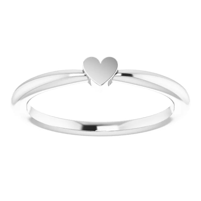 14K White Gold 1-Heart Family Engravable Ring