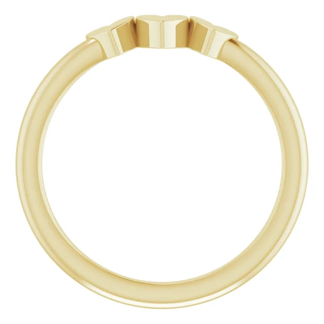 14K Yellow Gold 3-Heart Family Engravable Ring