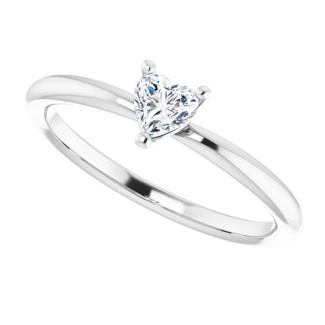 Sterling Silver Natural White Sapphire Heart Solitaire Ring