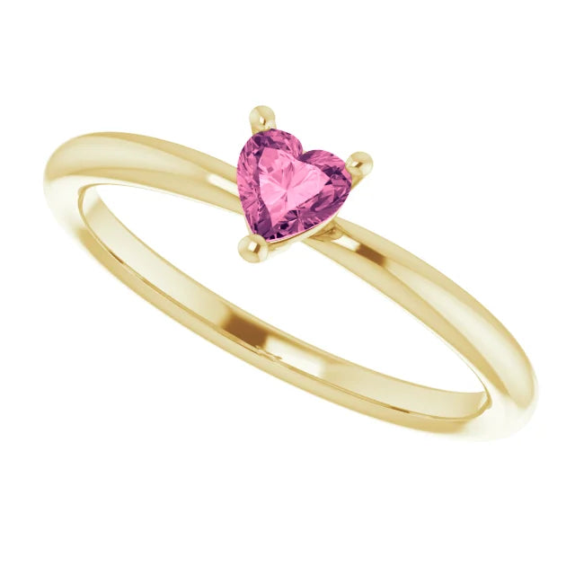 14K Yellow Gold Natural Pink Tourmaline Solitaire Ring