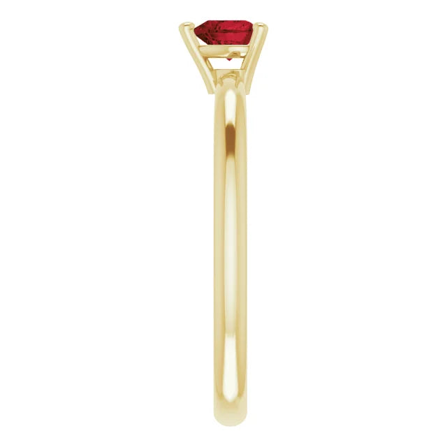 14K Yellow Gold Natural Mozambique Garnet Heart Solitaire Ring