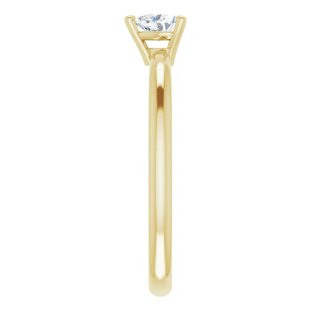 14K Yellow Gold Natural White Sapphire Heart Solitaire Ring
