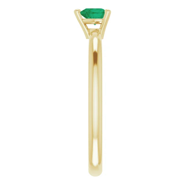 14K Yellow Gold Lab-Grown Emerald Solitaire Ring