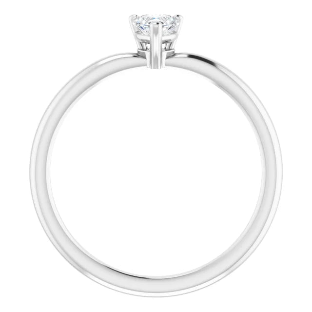 Sterling Silver Natural White Sapphire Heart Solitaire Ring