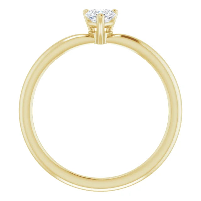 14K Yellow Gold Natural White Sapphire Heart Solitaire Ring