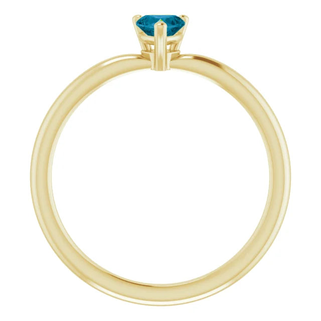 14K Yellow Gold Natural London Blue Topaz Heart Solitaire Ring