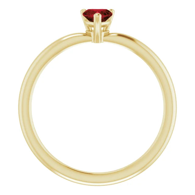 14K Yellow Gold Natural Mozambique Garnet Heart Solitaire Ring