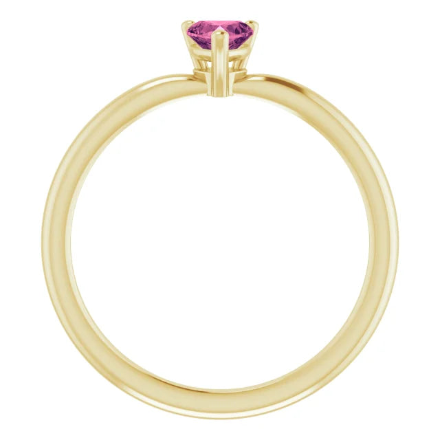 14K Yellow Gold Natural Pink Tourmaline Solitaire Ring